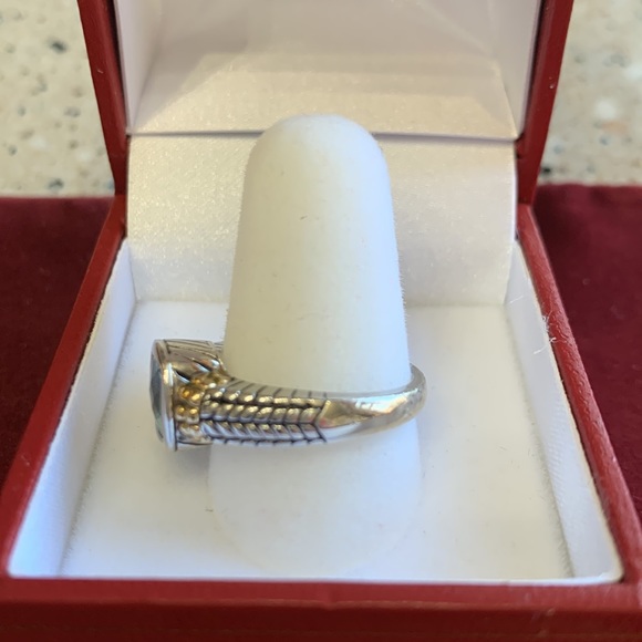 14 kt and Silver blue topaz ring size 7 - Picture 2 of 5